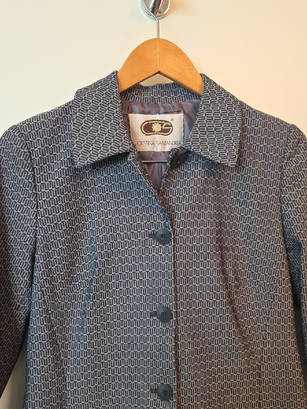 Cristina Santandrea Gray Patterned Button Blazer